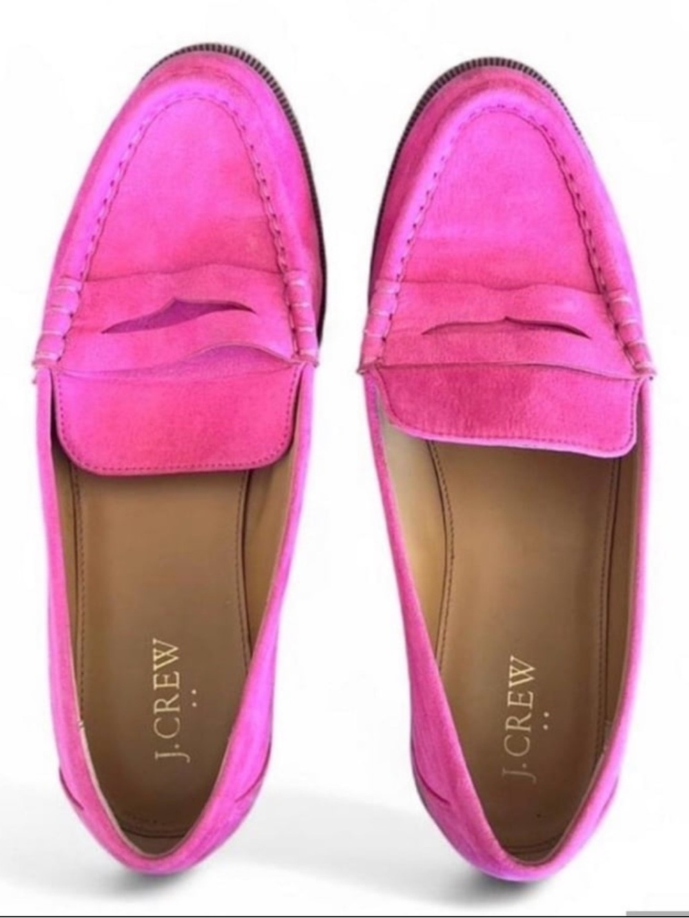 J.Crew Hot Pink Suede Loafers Size 9 - Picture 8 of 8